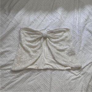 Edikted White Sequin Crop Top